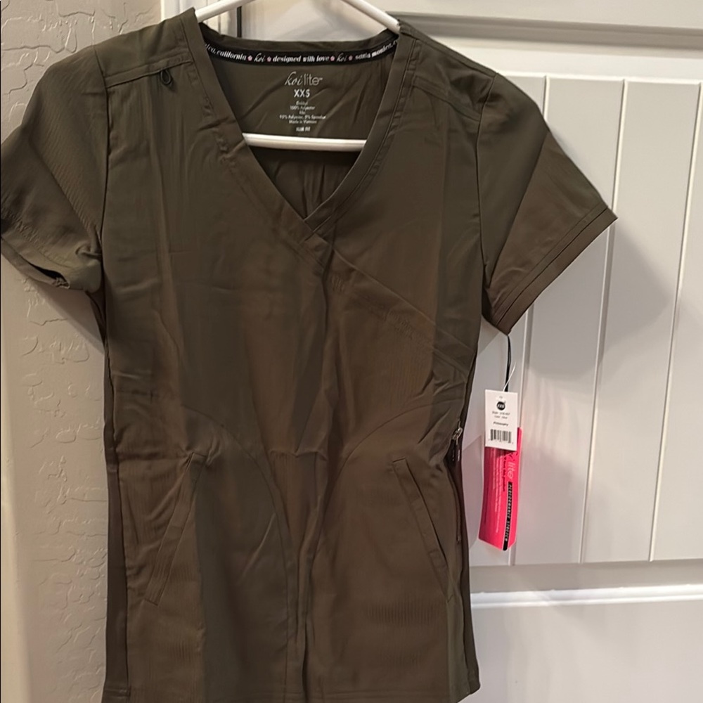 Koi Olive Green Women's Scrub Top